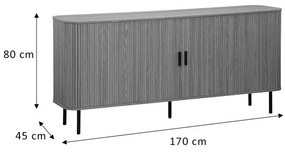 Μπουφές Scandi MDF φυσικό με μεταλλικά μαύρα πόδια 170x45x80εκ 170x45x80 εκ.