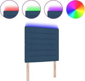 vidaXL LED κεφαλάρι με φώτα λωρίδας LED Μπλε 90 cm Πολυεστέρας