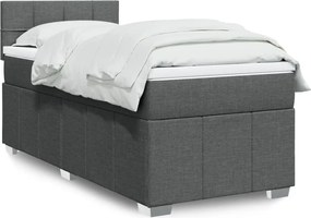 vidaXL Κρεβάτι Boxspring με Στρώμα Σκούρο Γκρι 90x190 εκ. Υφασμάτινο