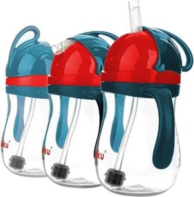 Ποτήρι Εκπαιδευτικό 280ml Με Καλαμάκι Akuku Blue/Red A0164