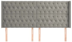 vidaXL Κεφαλάρι με Πτερύγια Ανοιχτό Γκρι 183x16x118/128 εκ. Βελούδινο