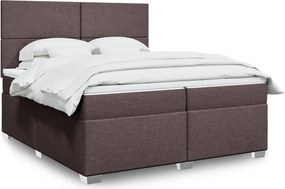 vidaXL Κρεβάτι Boxspring με Στρώμα Σκούρο Καφέ 200x200 εκ. Υφασμάτινο