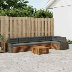 vidaXL Σειρά Καναπέ Εξωτερικού 7 pcs Φυσικό και Ανθρακί