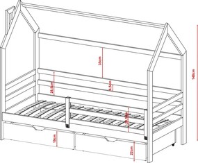 Κρεβάτι Σπιτάκι Montessori LILA 80x170 pine