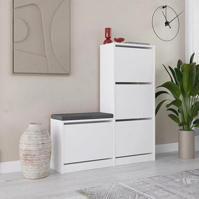 Παπουτσοθήκη Dude Megapap χρώμα λευκό 104,8x26x118,5εκ.