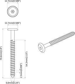 vidaXL Ξυλοβίδες 12 pcs Ασημί M6 x 70 χιλ. Ατσάλι