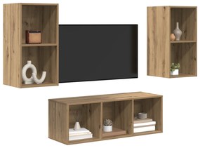 vidaXL Σετ Τηλεοπτικού Κάδου 3 pcs artisan δρυς 37 x 37 x 107 εκ
