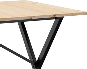 vidaXL Τραπέζι Τραπεζαρίας Πλαίσιο Χ Μασίφ Πεύκο/Ατσάλι