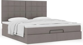 vidaXL Οθωμανικό κρεβάτι με στρώμα Taupe 180x200cm ύφασμα