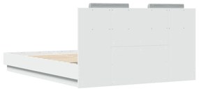 Πλαίσιο Κρεβατιού με Κεφαλάρι και LED Λευκό 120 x 200 εκ. - Λευκό
