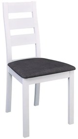 MILLER Καρέκλα Οξιά Άσπρο, Ύφασμα Γκρι  45x52x97cm [-Άσπρο/Γκρι-] [-Ξύλο/Ύφασμα-] Ε782,2