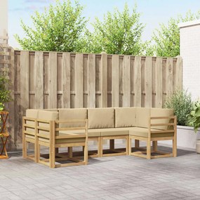 vidaXL Σειρά Καναπέ Εξωτερικού με μαξιλάρι 6 pcs Λευκό και Μπεζ
