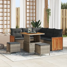 vidaXL Σετ Καναπέ Κήπου με μαξιλάρι 8 pcs Γκρι 80 x 80 x 71 cm