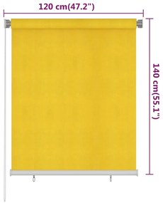 vidaXL Στόρι Σκίασης Ρόλερ Εξωτερικού Χώρου Κίτρινο 120 x 140 εκ. HDPE