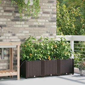 vidaXL Γλάστρα Κήπου 3 pcs Καφέ Ατσάλι