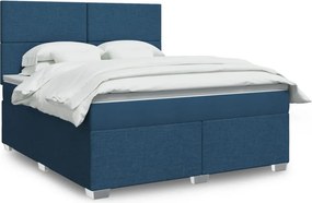 vidaXL Κρεβάτι Boxspring με Στρώμα Μπλε 180x200 εκ. Υφασμάτινο