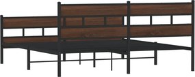 vidaXL Σκελετός Κρεβ. Χωρίς Στρώμα Καφέ Δρυς 193x203 εκ. Μεταλλικό