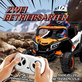 AIYAPLAY Ηλεκτρικό αυτοκίνητο για παιδιά 12V, λειτουργία τηλεχειρισμού, ζώνη, κόρνα, φώτα LED, θύρα USB, για 3-5 ετών, πορτοκαλί