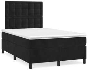 Κρεβάτι Boxspring με Στρώμα Μαύρο 120 x 200 εκ. Βελούδινο - Μαύρο