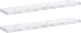 VidaXL Ράφι Τοίχου 2 τμχ. Λευκό Μάρμαρο 120 x 23,5 x 3,8 cm