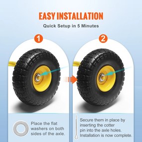 Ελαστικό VEVOR Solid PU Run-Flat Tire Wheel Flat Free Tubeless 25,4 cm 2-Pack 181,4 kg