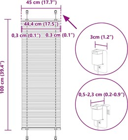 vidaXL Πλισέ Στόρι Πετρόλ 45x100 εκ. Πλάτος Υφάσματος 44,4 εκ. Πολυεστέρας
