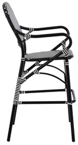 Σκαμπό Μπαρ C5794.02 Αλουμινίου Bamboo Look με Wicker Μαύρο - Λευκό 56x60x126 εκ. 56x60x126 εκ.