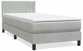 Box Spring κρεβάτι με στρώμα ανοιχτό γκρι 80x220 cm Βελούδινο - Γκρι