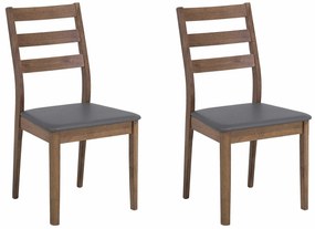 Καρέκλα Berwyn 1811, Γκρι, Σκούρο ξύλο, 90x48x43cm, 6 kg, Οικολογικό δέρμα, Ξύλινα, Ξύλο, Ξύλο: Καουτσούκ | Epipla1.gr