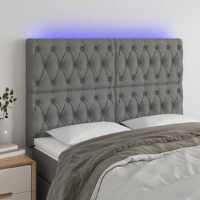 Κεφαλάρι Κρεβατιού LED Σκούρο Γκρι 144x7x118/128εκ. Υφασμάτινο 3122759
