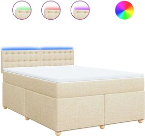 vidaXL Κρεβάτι Boxspring με Στρώμα Κρεμ 140x190 εκ. Υφασμάτινο