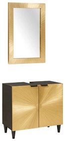 vidaXL Σετ επίπλων μπάνιου 2 pcs Μαύρο και Χρυσό 62 x 33 x 58 εκ.