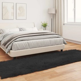 vidaXL Χαλί από τεχνητό πρόβειο δέρμα TAFALLA Μαύρο 80 x 250 cm