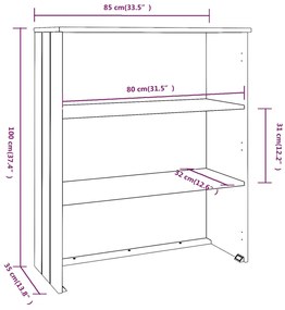vidaXL Πάνω Μέρος Ντουλαπιού HAMAR Γκρι 85x35x100 εκ. Μασίφ Πεύκο