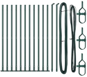 vidaXL Στύλος Περιφράξεων 13 pcs Πράσινο Ατσάλι