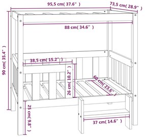 Κρεβάτι Σκύλου Γκρι 95,5x73,5x90 εκ. από Μασίφ Ξύλο Πεύκου - Γκρι