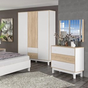 Συρταριέρα Awell με 3 συρτάρια sonoma-λευκό 90x44x88,5 εκ. 90x44x88.5 εκ.