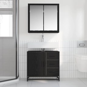 vidaXL Σετ Επίπλων Μπάνιου 2 pcs Μαύρη δρυς Επεξεργασμένο ξύλο