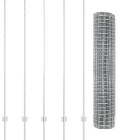 vidaXL Ευρωπαϊκός Φράχτης με 10 Στήλους Ασημί 1,5x10 μ Ατσάλι