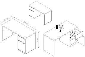 Γραφείο ORLY 128x60x76cm