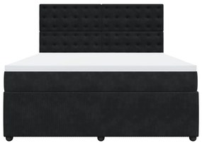 vidaXL Κρεβάτι Boxspring με Στρώμα Μαύρο 180x200 εκ. Βελούδινο