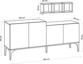 ΜΠΟΥΦΕΣ ΜΕΛΑΜΙΝΗΣ ΚΑΙ 3 ΡΑΦΑΚΙΑ ΣΕ ΦΥΣΙΚΟ ΧΡΩΜΑ 180x40x85Υεκ.HM9430.01