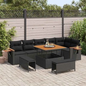 vidaXL Σετ Καναπέ Κήπου με μαξιλάρι 9 pcs Μαύρο 100 x 100 x 71 cm