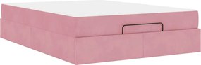 vidaXL Σκελετός κρεβατιού με στρώμα 2 pcs Ροζ Βελούδο