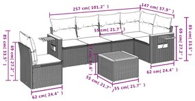 ΚΑΝΑΠΕΣ ΣΕΤ 7 ΤΕΜΑΧΙΩΝ ΜΑΥΡΟ ΣΥΝΘΕΤΙΚΟ ΡΑΤΑΝ ΜΕ ΜΑΞΙΛΑΡΙΑ 3259262