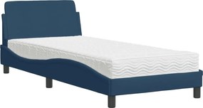 vidaXL Κρεβάτι με Στρώμα Dover Μπλε 90x200 εκ.Υφασμάτινο