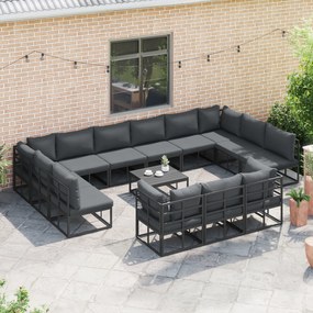 vidaXL Σετ Καναπέ Κήπου 13 pcs Μαύρο 423 x 211.5 x 71 εκ Αλουμίνιο