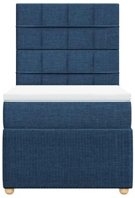 vidaXL Κρεβάτι Boxspring με Στρώμα Μπλε 90x200 εκ.Υφασμάτινο