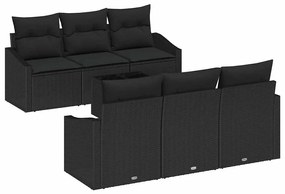 vidaXL Σετ Καναπέ Κήπου με μαξιλάρι 7 pcs Μαύρο 55 x 55 x 37 εκ