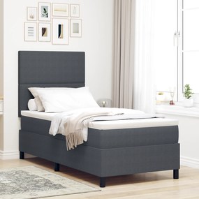 vidaXL Κρεβάτι Box Spring με Στρώμα Σκούρο Γκρι 90x200 εκ. Ύφασμα καπουτσίνο